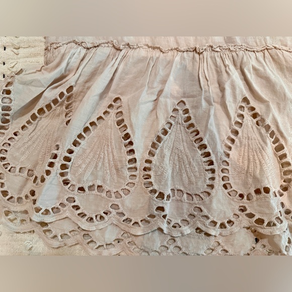 SPAZIOCHIC Italy 100% Linen Sleeveless Tank Top M Ruffle Embroidery Cutouts - Picture 4 of 8